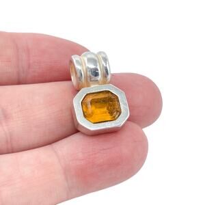 Estate Sterling Silver 925 Citrine Slide Pendant